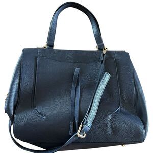 Dimoni Italian Leather Shoulder Bag Crossbody Navy Blue Large